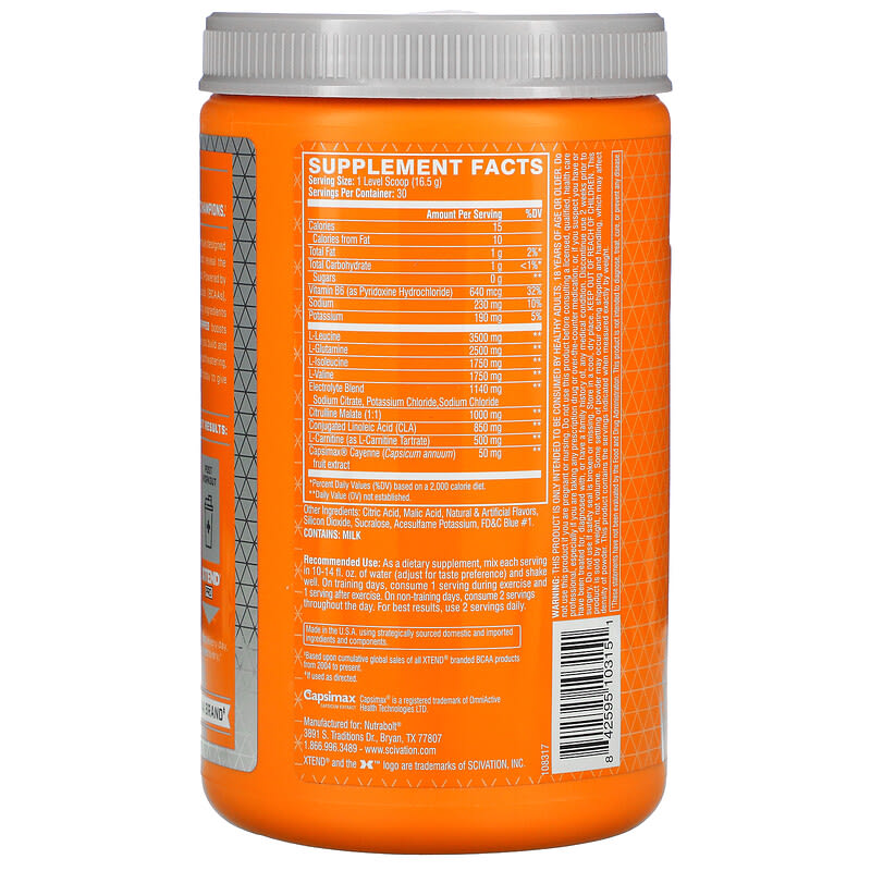 Xtend Ripped 7G BCAAs Blueberry Lemonade 1.09 lbs (495 g) 8 Thành phần vi chất Xtend Ripped 7G BCAAs Blueberry Lemonade 1.09 lbs (495 g) 842595103151