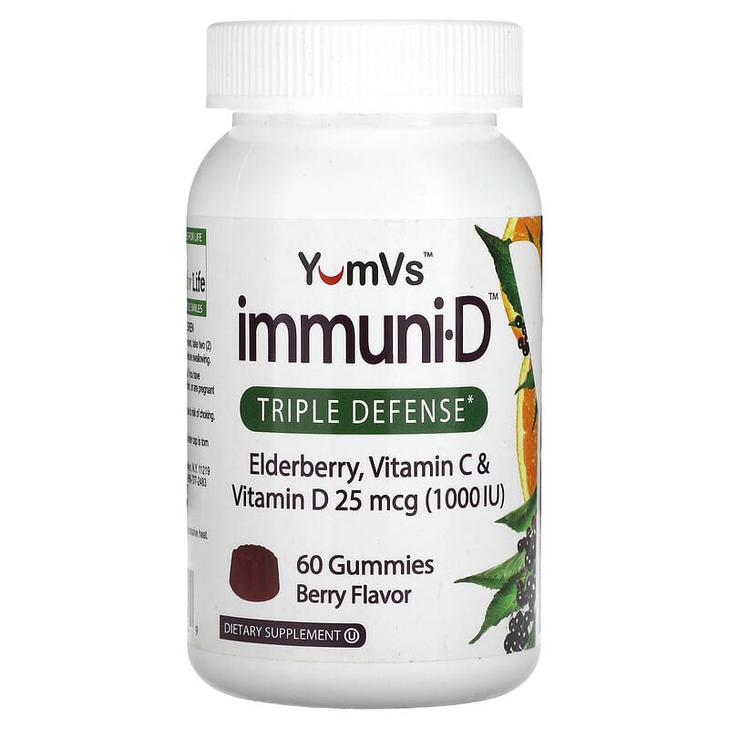 Yum-Vs Elderberry Vitamin C & Vitamin D Triple Defense Berry 60 Gummies 1 Yum-Vs Elderberry Vitamin C & Vitamin D Triple Defense Berry 60 viên 810048610129