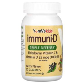 Yum-Vs Kid's Elderberry Vitamin C & Vitamin D Triple Defense Berry 25 mcg (1.000 IU) 60 viên 810048610136
