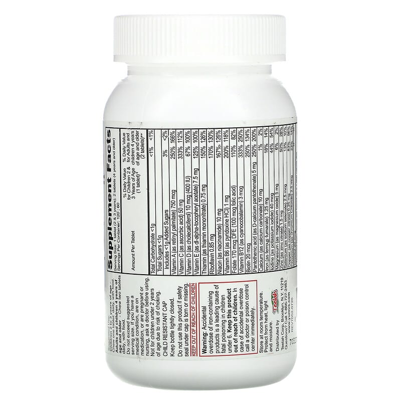 Yum-Vs Multivitamin & Multimineral With Iron Grape & Berry 120 Chewable Tablets 8 Thành phần vi chất Yum-Vs Multivitamin & Multimineral + Iron Grape & Berry 120 viên 810048610594