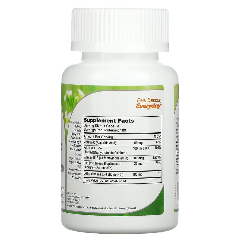 Zahler Iron Complex 100 Capsules 8 Thành phần vi chất Zahler Iron Complex 100 viên 848998080785