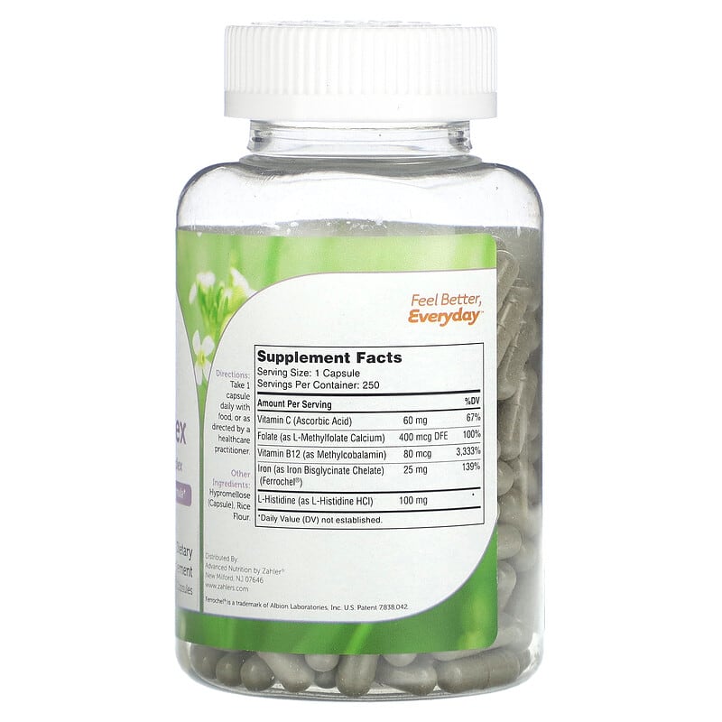 Zahler Iron Complex 250 Capsules 8 Thành phần vi chất Zahler Iron Complex 250 viên 848998082659
