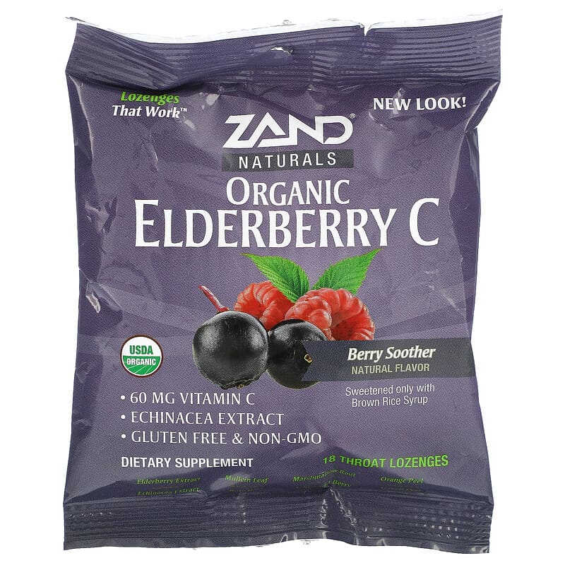 Zand Naturals Organic Elderberry C Berry Soother 18 Throat Lozenges 1 Zand Naturals Organic Elderberry C Berry Soother 18 Throat viên 041954472536