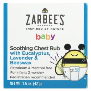 Zarbee's Baby Soothing Chest Rub + Eucalyptus Lavender & Beeswax 1.5 oz (42 g) 858438005414