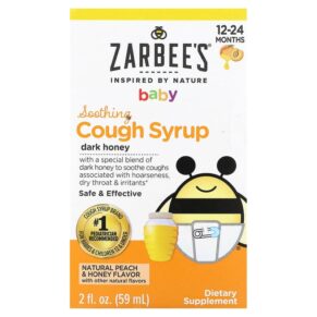 Zarbee's Baby Soothing Cough Syrup 12-24 Months Natural Peach & Honey 2 fl oz (59 ml) 897233709042