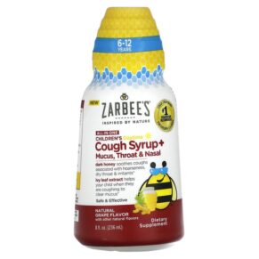 Zarbee's Children's Daytime Cough Syrup + Mucus Throat & Nasal 6-12 Years Natural Grape 8 fl oz (236 ml) 300450663818