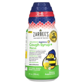 Zarbee's Children's Nighttime Cough Syrup + Mucus 2-6 Years Natural Mixed Berry 4 fl oz (118 ml) 300450664044