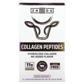 Zhou Nutrition Collagen Peptides Hydrolyzed Collagen Unflavored 15 Stix 0.39 oz (11 g) Each 669191567329