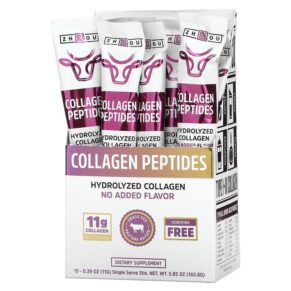 Zhou Nutrition Collagen Peptides Hydrolyzed Collagen Unflavored 15 Stix 0.39 oz (11 g) 669191567329