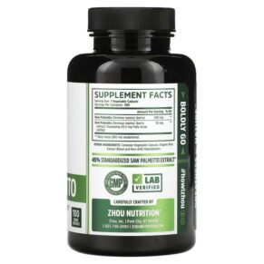 Zhou Nutrition Saw Palmetto 100 Veggie Capsules 3 Zhou Nutrition Saw Palmetto 100 Veggie Capsules 859805006300