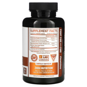 Zhou Nutrition Turmeric Curcumin with Ginger 90 Veggie Capsules 859805006362