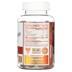 Zhou Nutrition Vitamin C+ Orange Blast 60 Vegan Gummies 669191967396